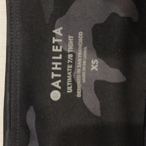 Athleta Pants - Practically brand new!  Athleta Ultimate 7/8 tights in black camo print. Size XS